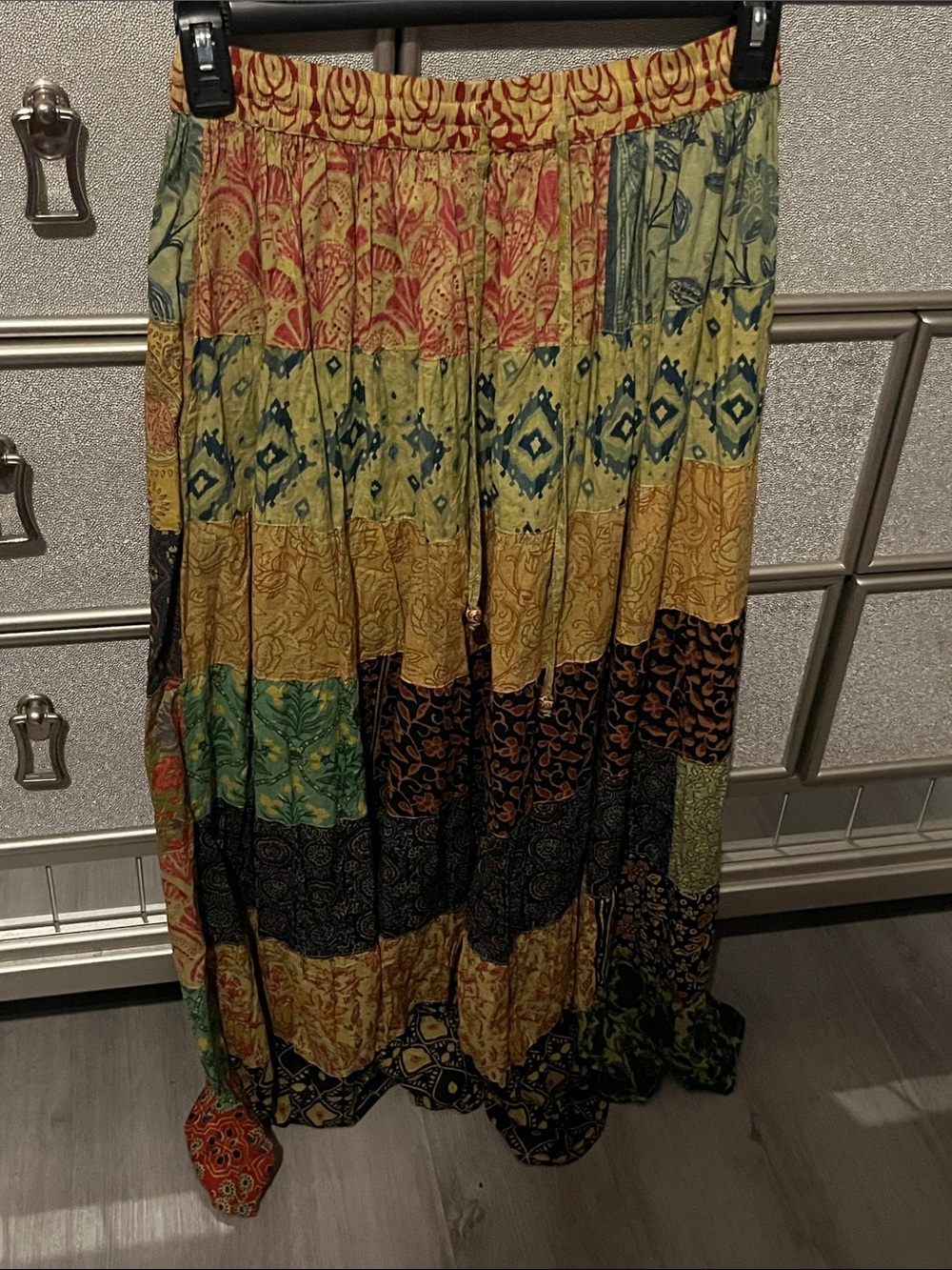Patchwork Boho Maxi Skirt in Multicolor